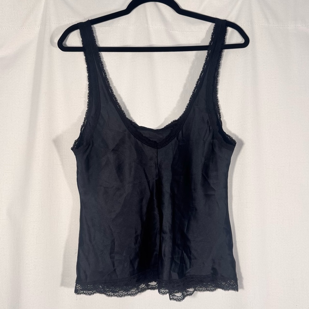 Vintage Maidenform Black Satin Lace Trim Tank - Picture 2 of 6